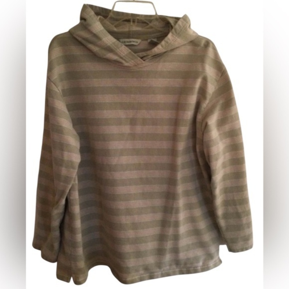 G.H. Bass & Co. Gray & Peach Colored Hooded Sweatshirt Size Large
